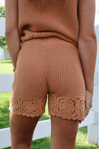 Tera Crochet Shorts in Dusty Apricot