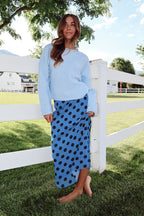 Jodi Dotted Mesh Skirt in Blue