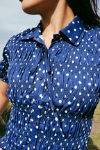 Dot Noir Smocked Top