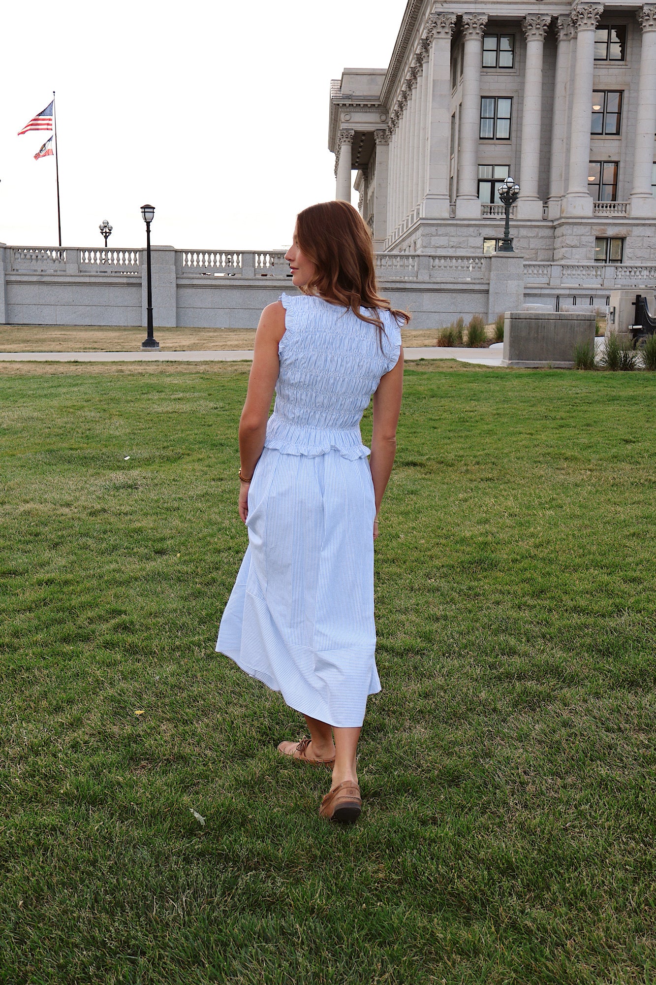 Sandie Pinstripe Skirt in Blue Secondary image