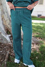 Terry Stripe Pants in Hunter Green