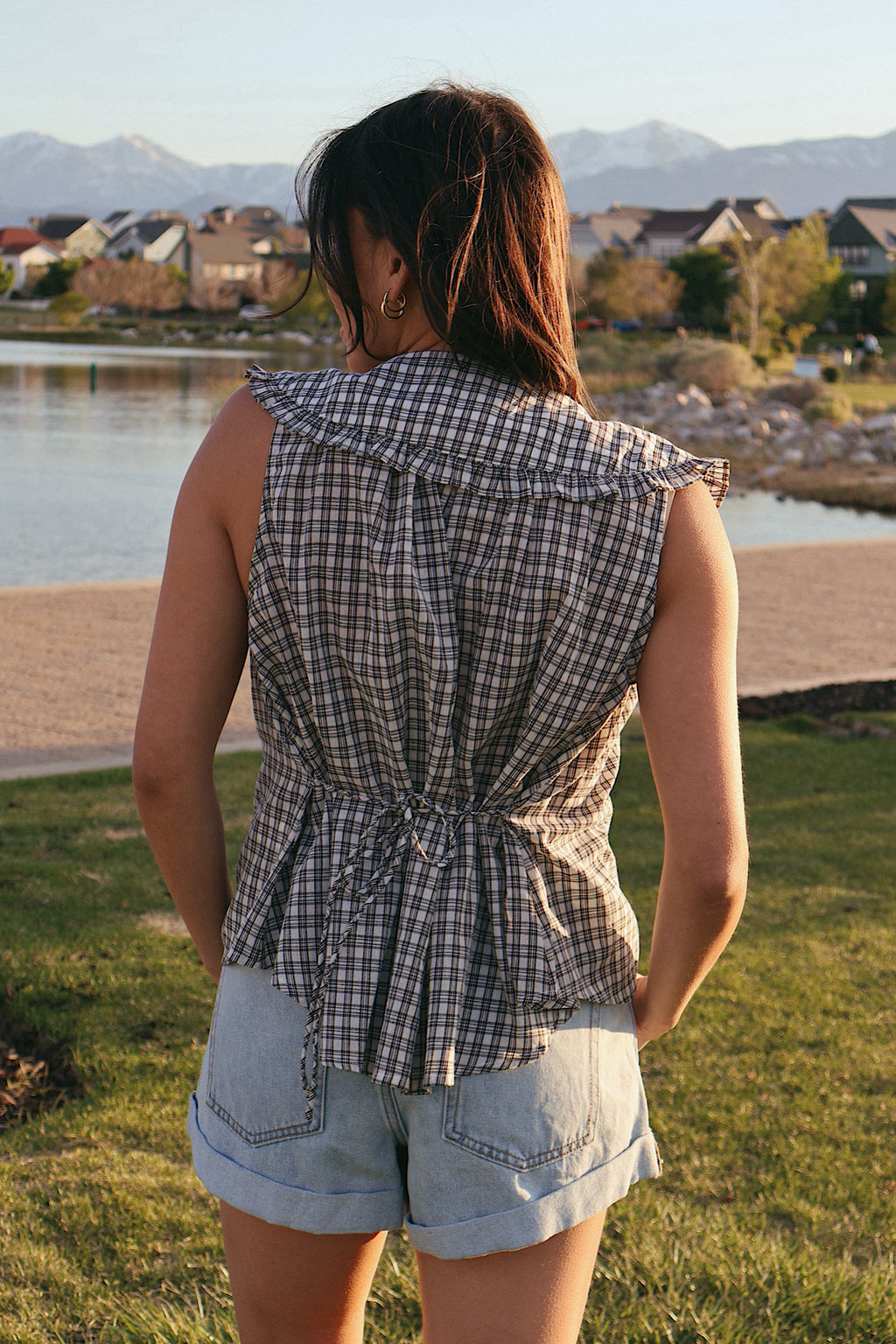 Eloise Plaid Tank with Collar