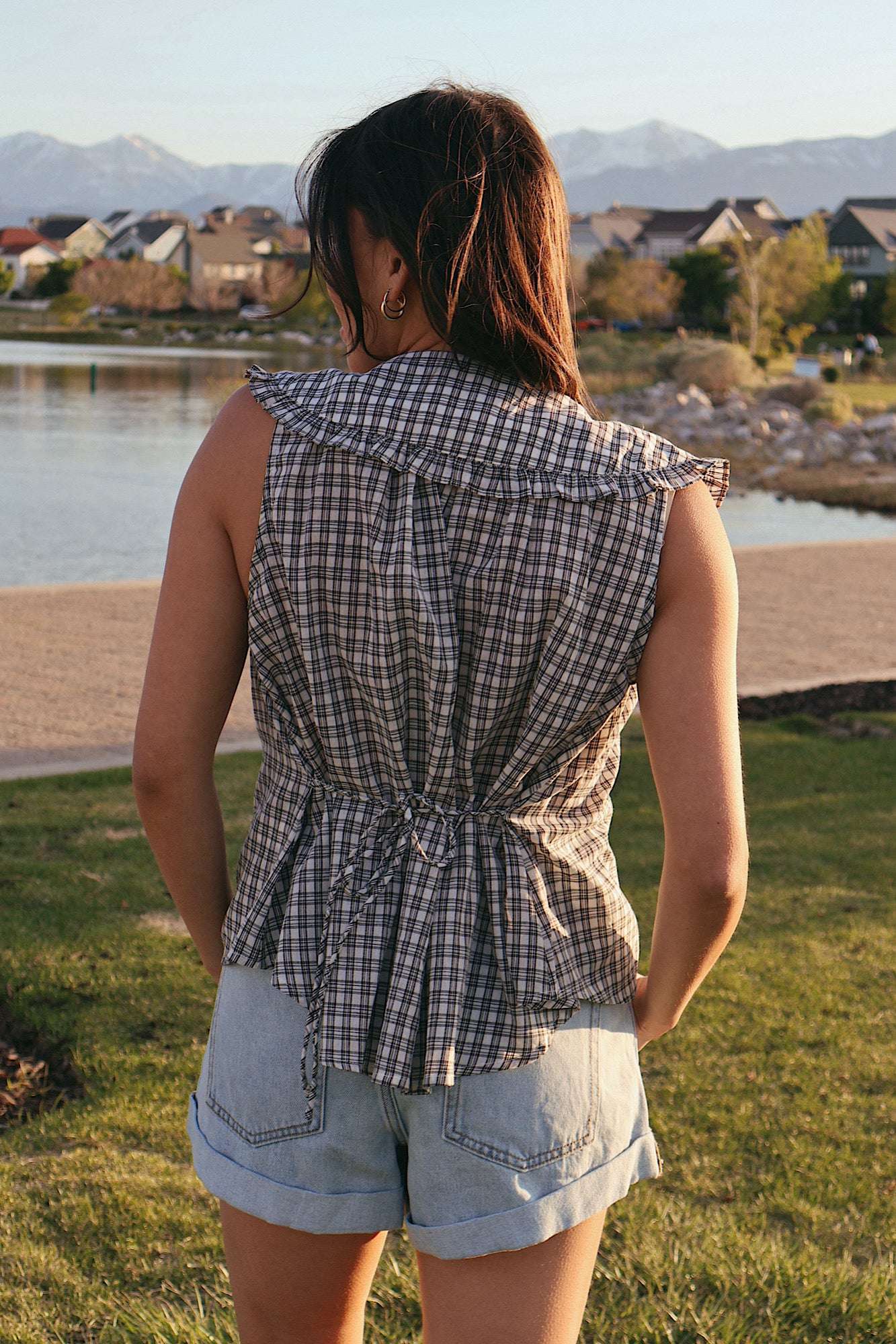 Eloise Plaid Tank with Collar