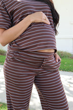 Terry Stripe Pants in Chocolate