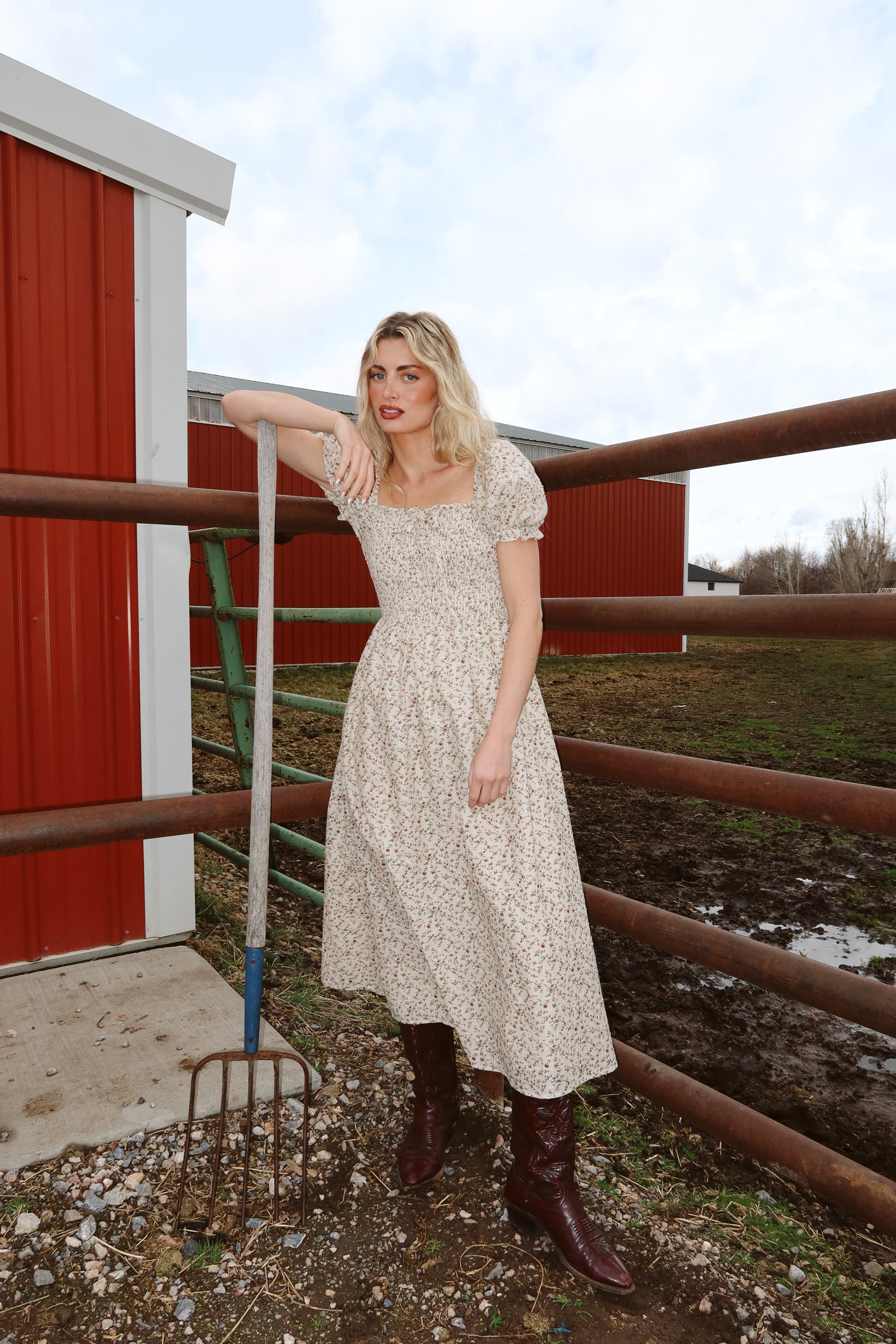 The Brigitte Floral Ivory Midi Secondary image
