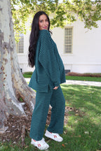 Porter Pinstripe Fleece Pullover in Green