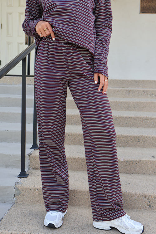 Carson Stripe Pants in Wine