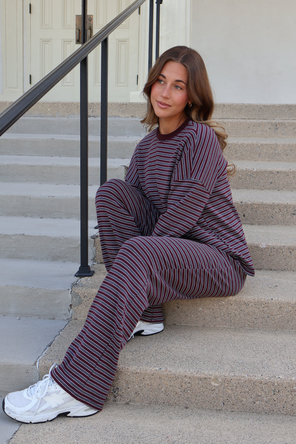 Carson Stripe Pants in Wine