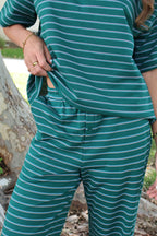 Terry Stripe Pants in Hunter Green