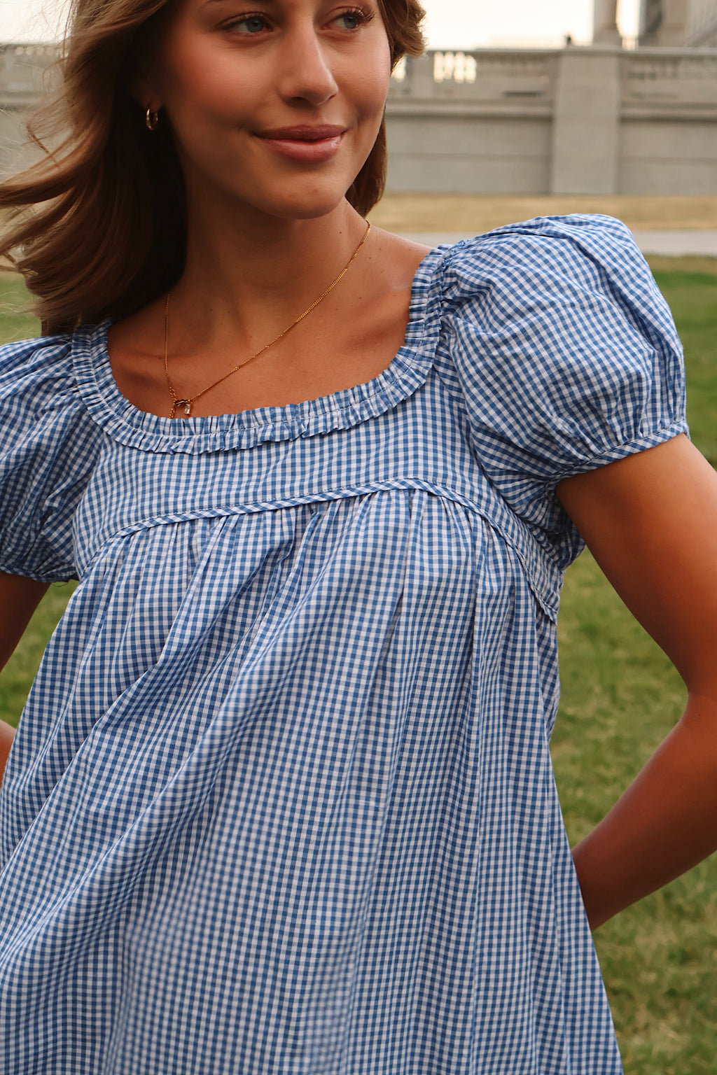 Teddy Gingham Ruffle Dress