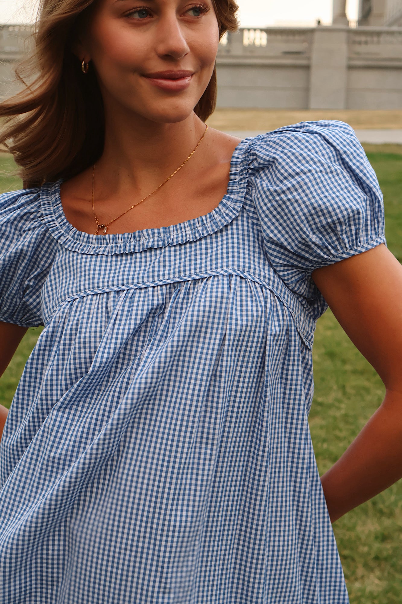 Teddy Gingham Ruffle Dress