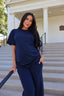 Porter Pinstripe Fleece Tee in Navy