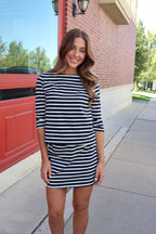 Stripe Boatneck Top in Navy