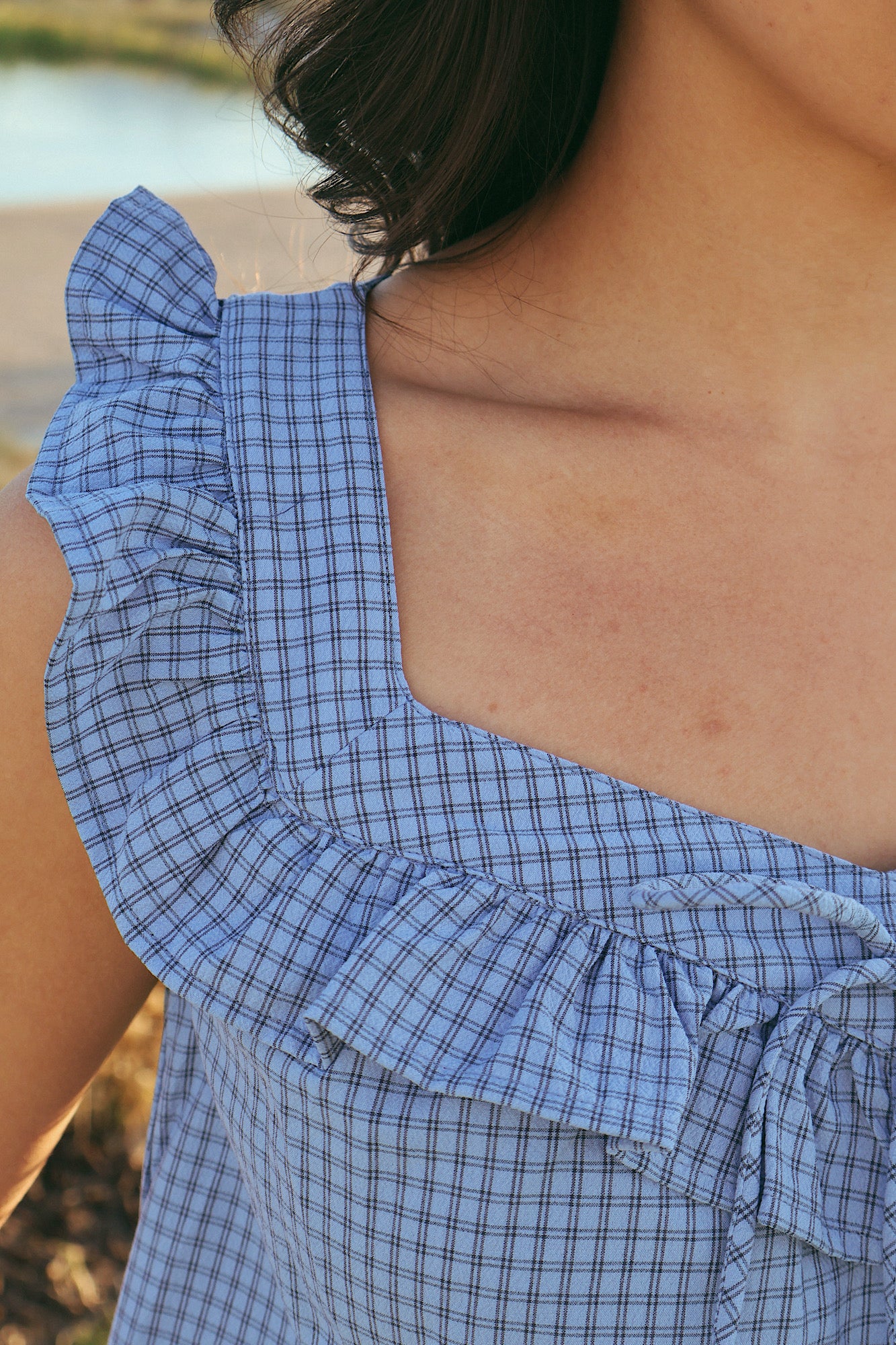 Gwen Checkered Tank in Blue