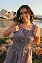 Georgia Gingham Dress in Charcoal