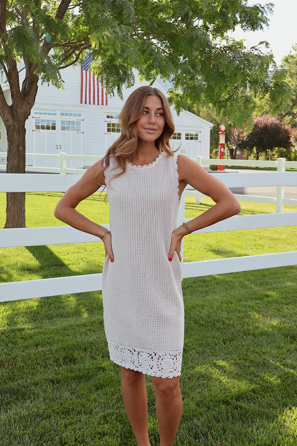 Tera Crochet Dress in Natural