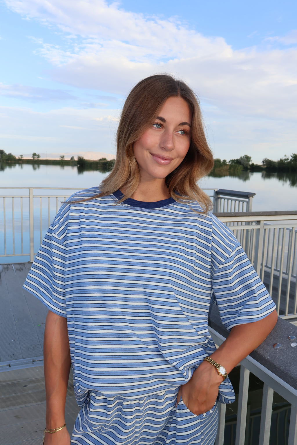 Cameron Fleece Stripe Tee