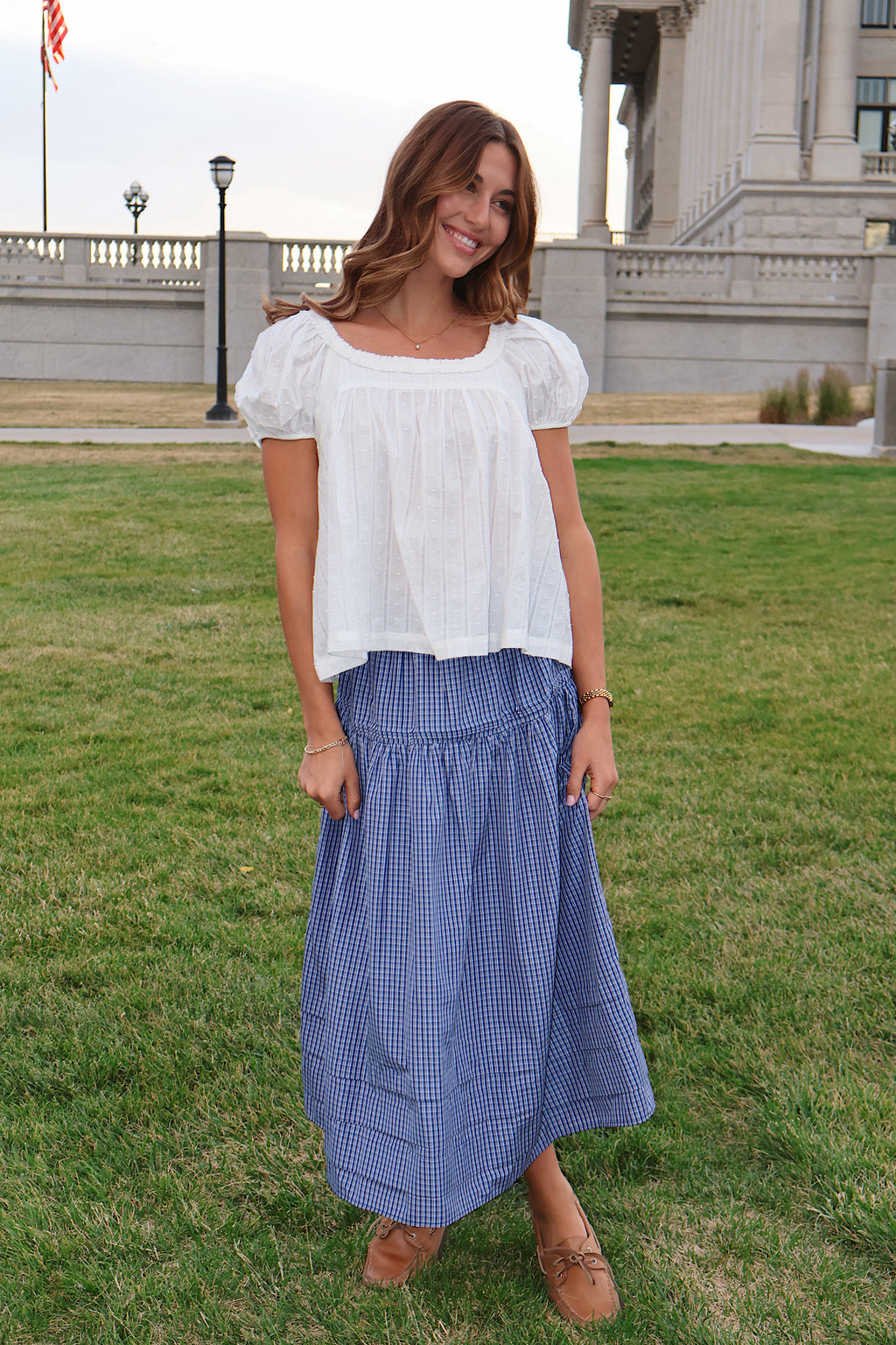 Bristol Plaid Skirt in Blue