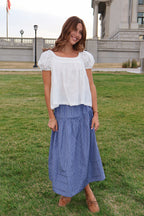 Bristol Plaid Skirt in Blue