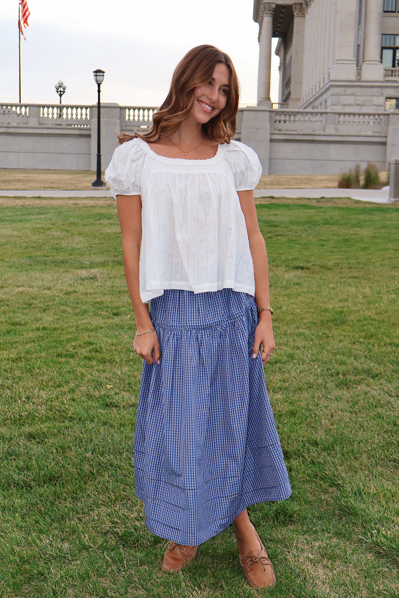 Bristol Plaid Skirt in Blue