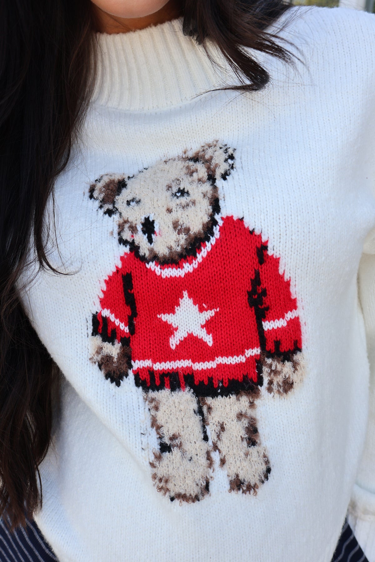 Teddy Bear Sweater in Ivory Secondary image