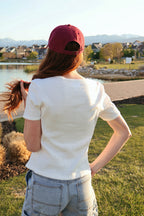 Leslie Pointelle V-Neck Tee