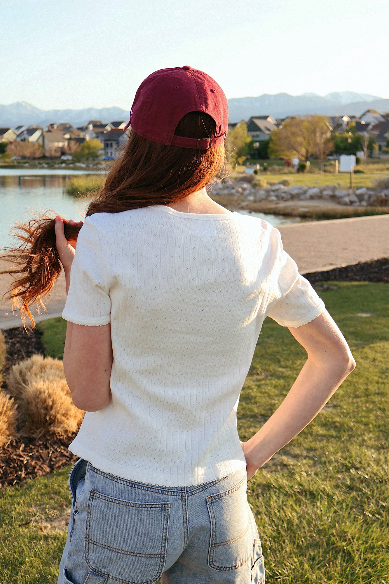 Leslie Pointelle V-Neck Tee