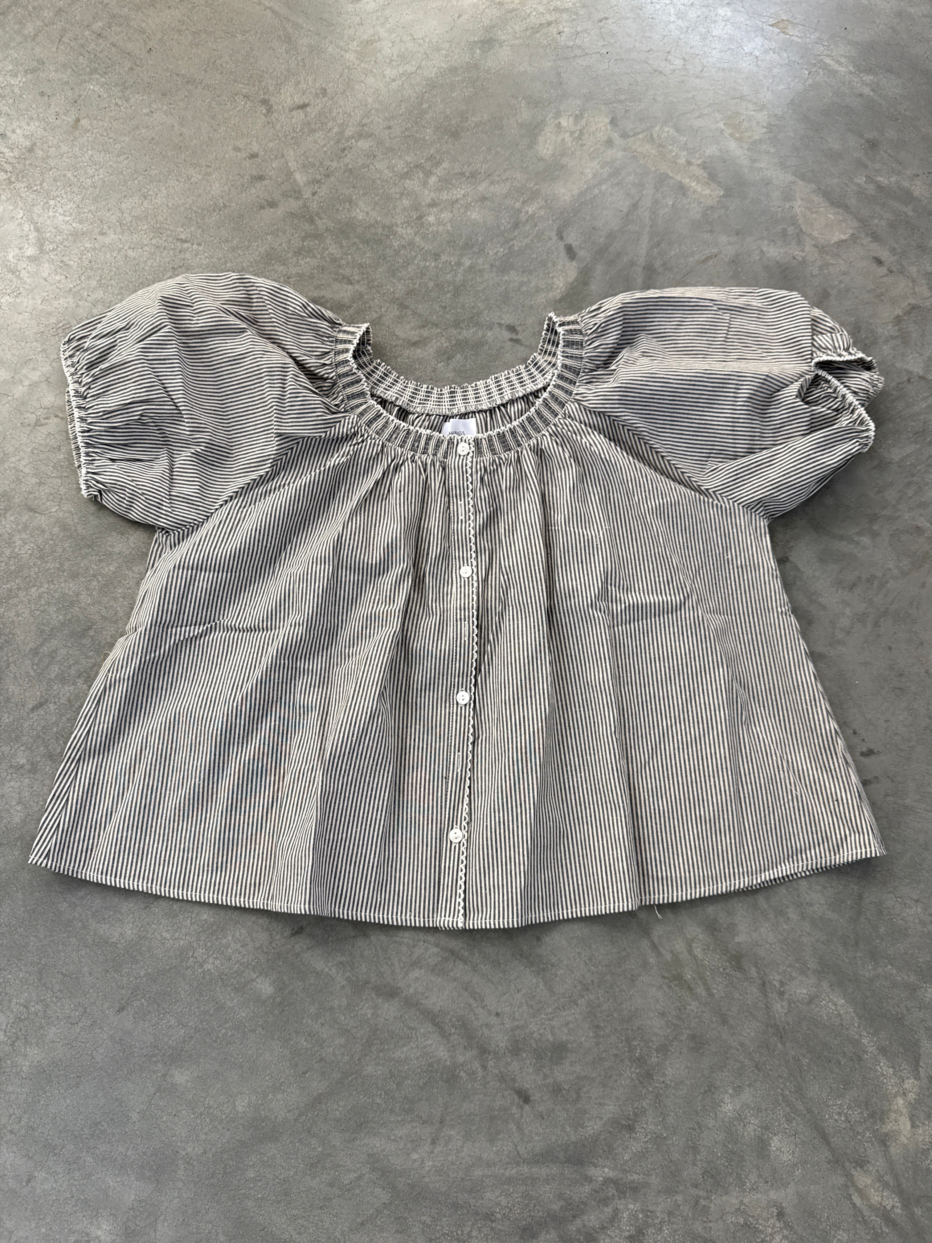 FINAL SALE - FLAWED Remi Pinstripe Blouse - Large