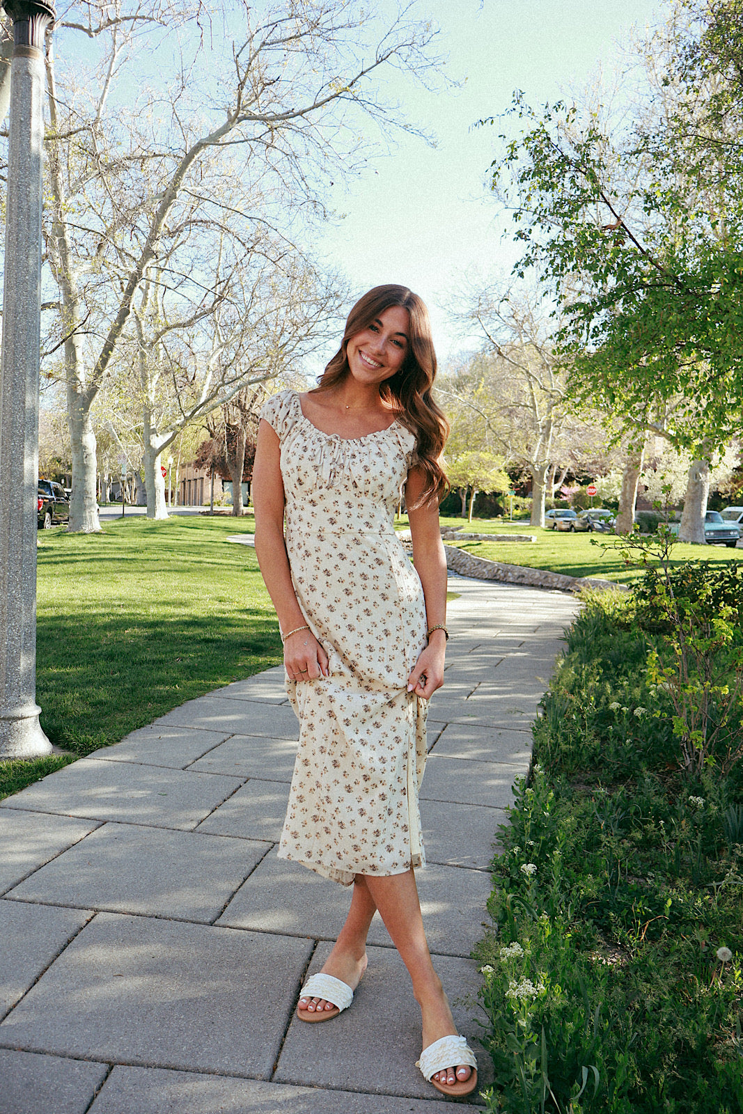 Sweet Dreams Floral Dress in Oatmeal Main image