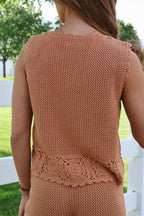 Tera Crochet Tank in Dusty Apricot
