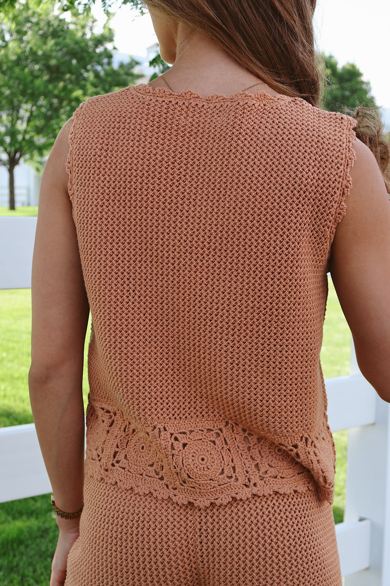 Tera Crochet Tank in Dusty Apricot