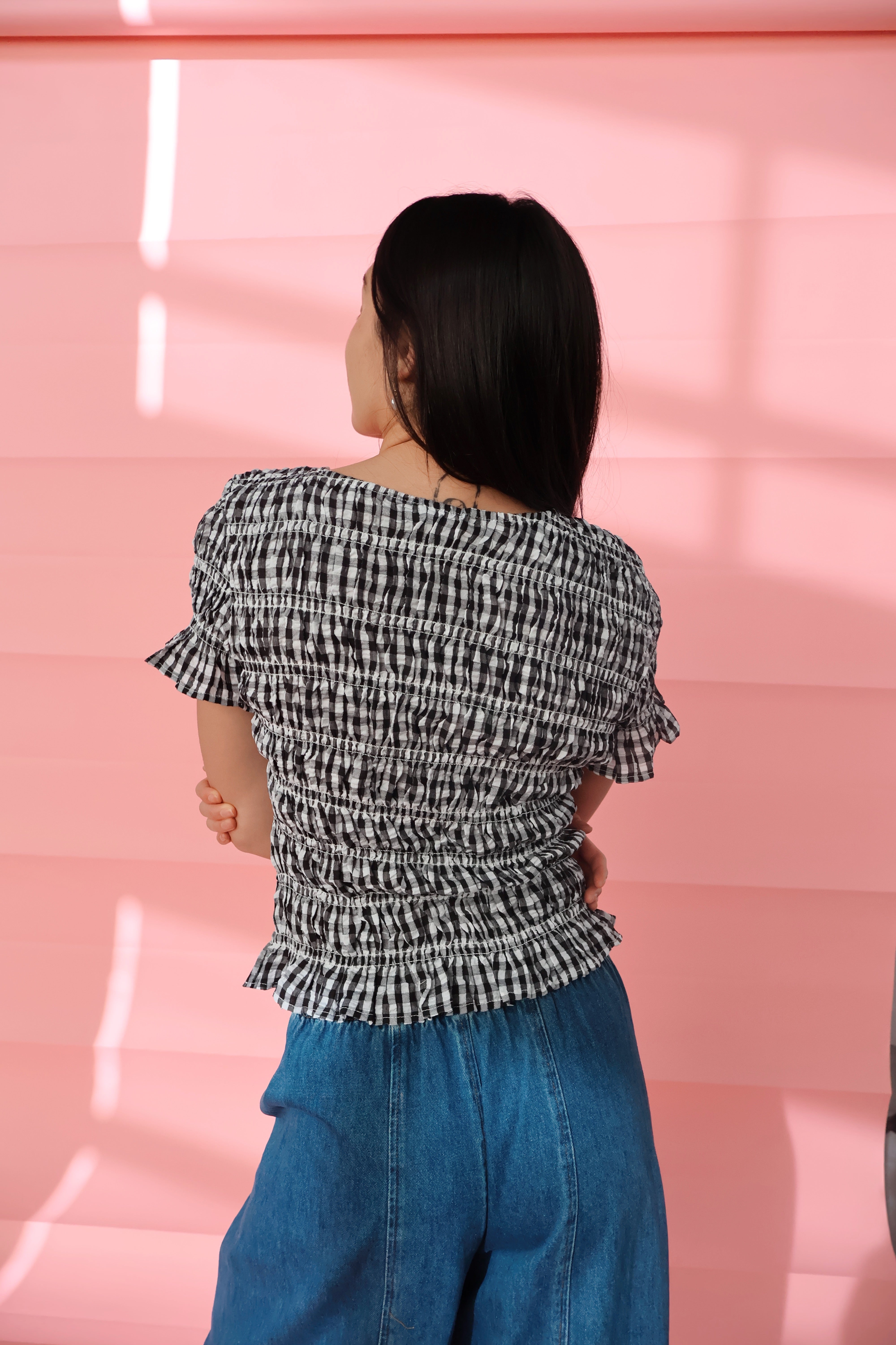 Ruby Smocked Top in Black Secondary image