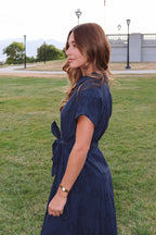 Liv Eyelet Dress in Navy