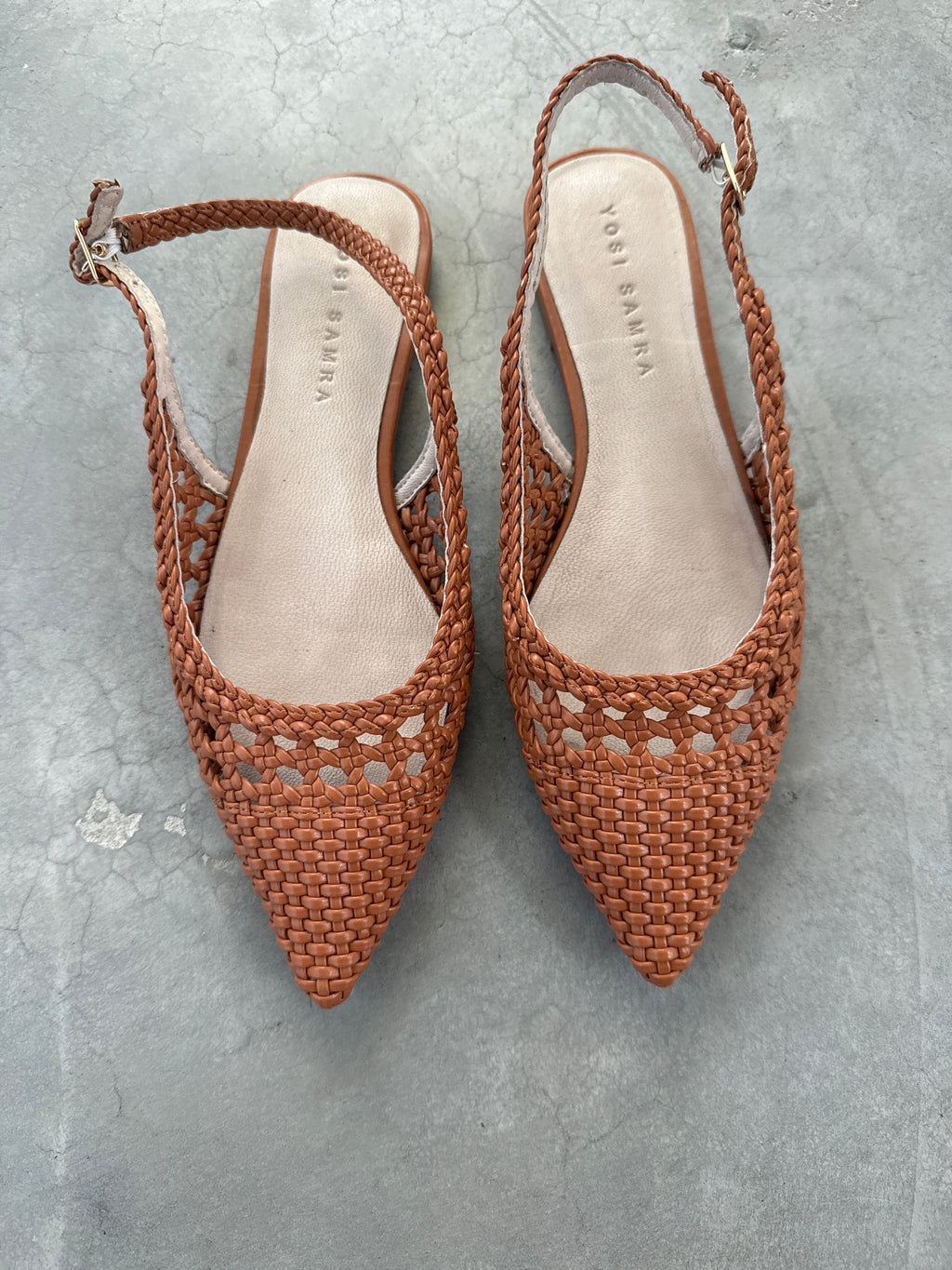 FINAL SALE - FLAWED Yosi Samra leather Woven Flats - 8