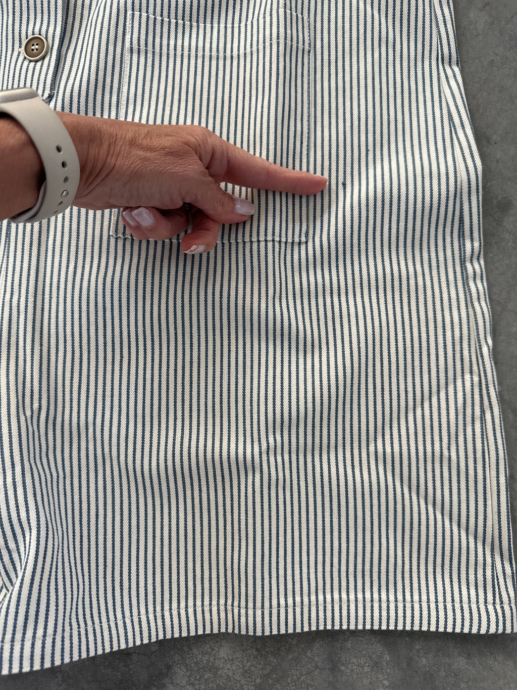 FINAL SALE - FLAWED Newport Pinstripe Romper - Large