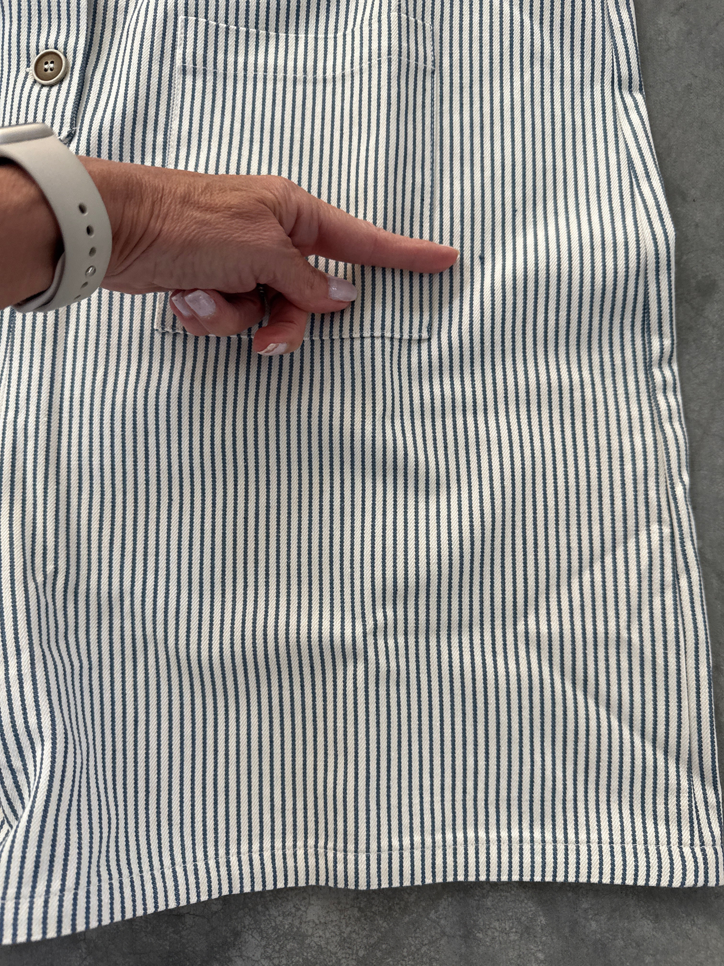 FINAL SALE - FLAWED Newport Pinstripe Romper - Large