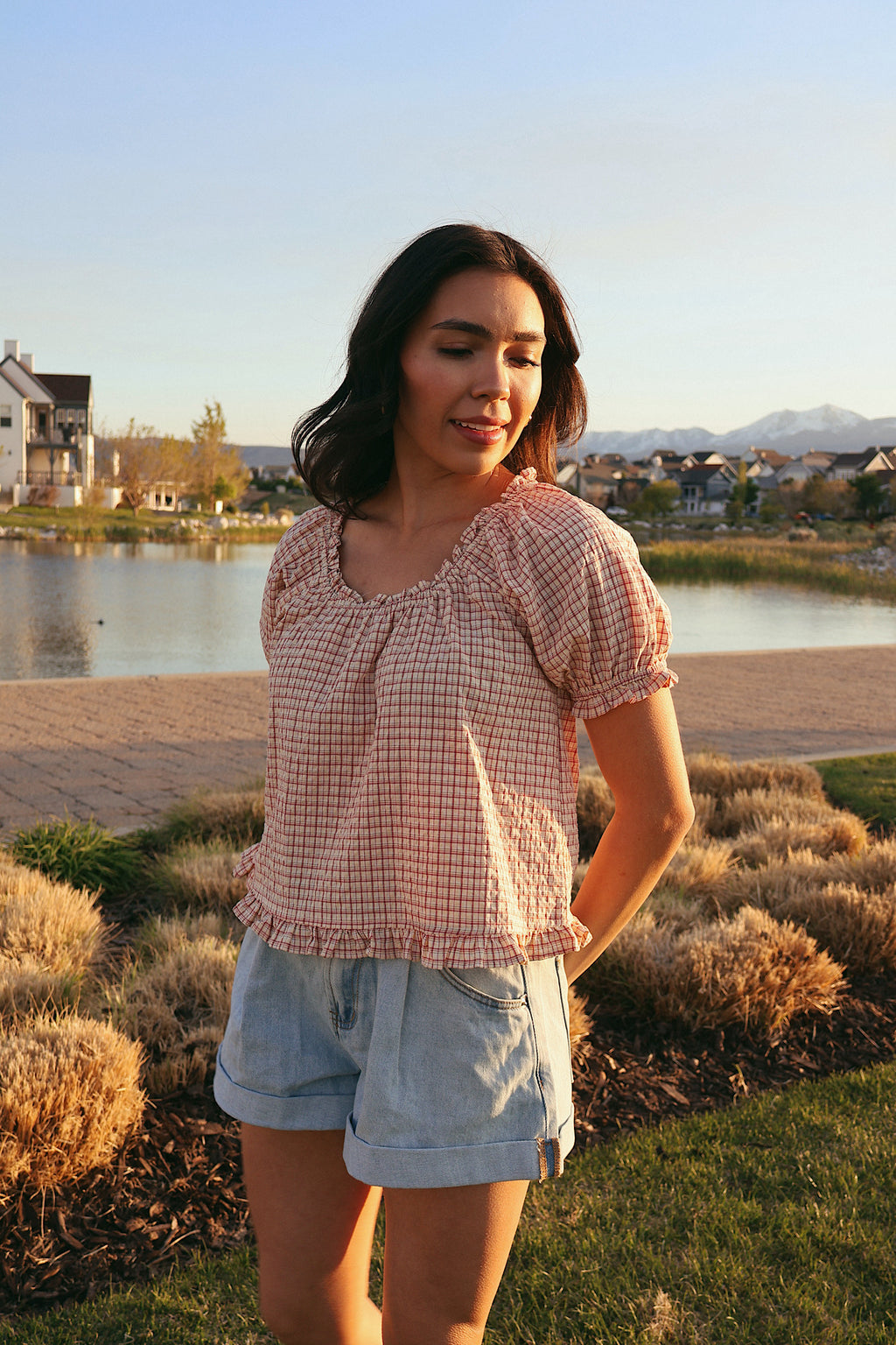 Bonnie Seersucker Plaid Blouse
