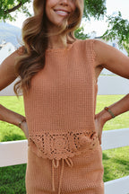 Tera Crochet Tank in Dusty Apricot