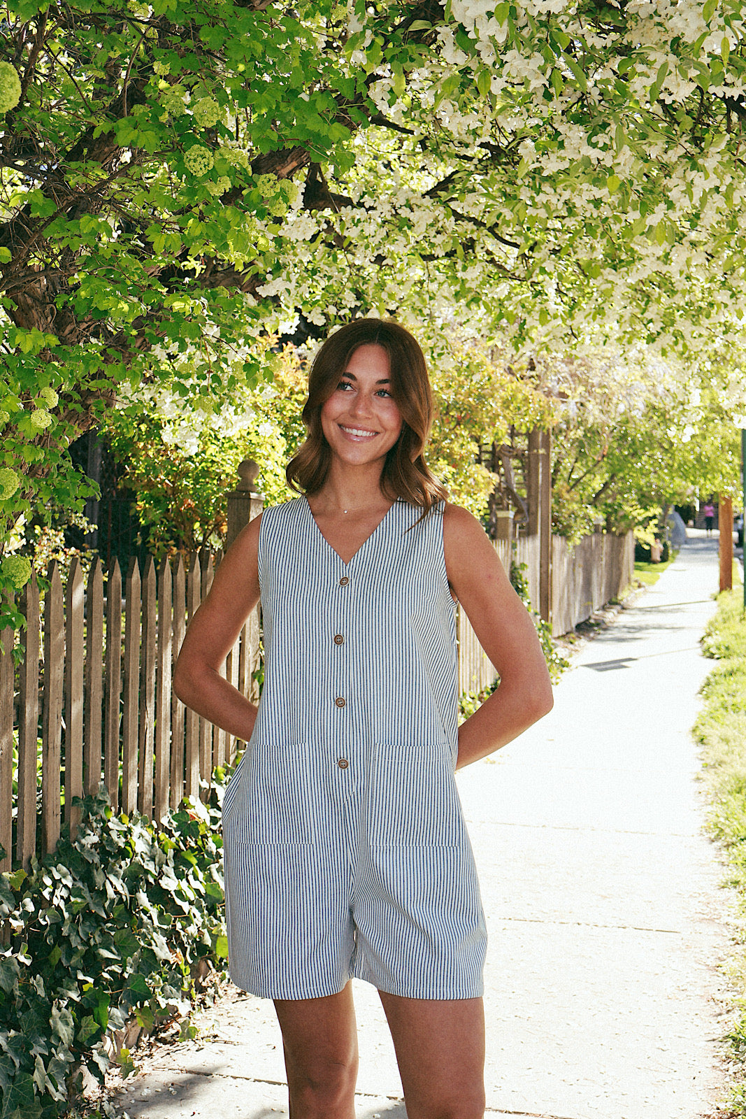 Newport Pinstripe Romper Main image