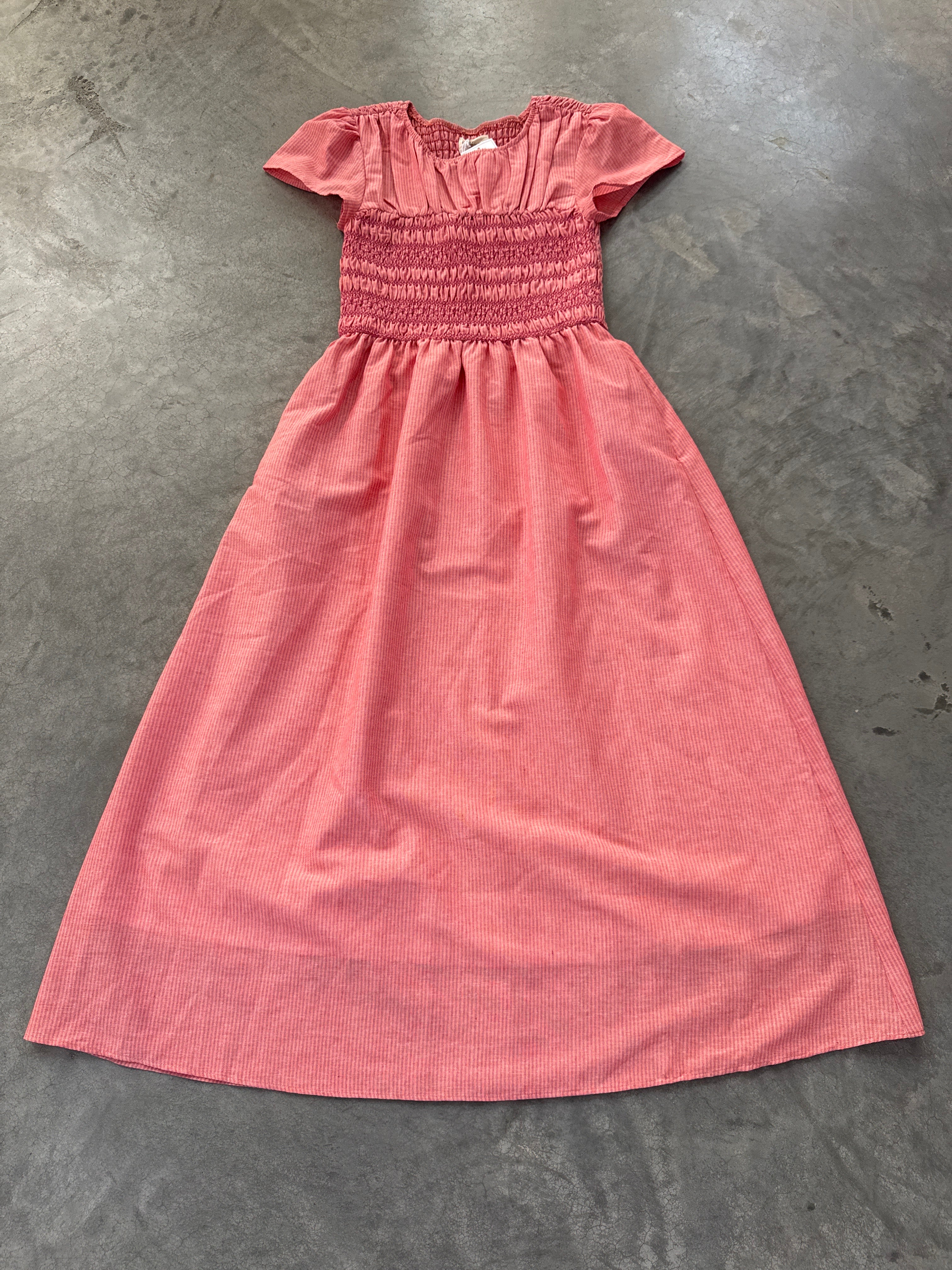 FINAL SALE - FLAWED Coral Pinstripe Sample Dress - Small