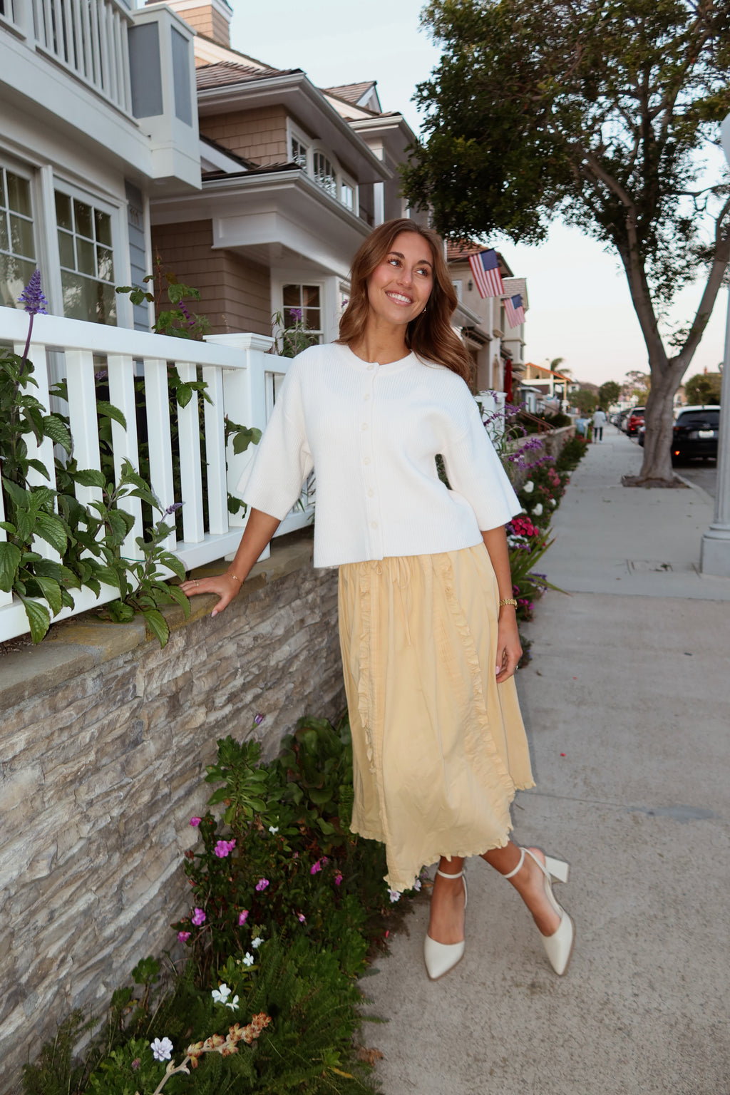 Hattie Cotton Apron Skirt in Honey