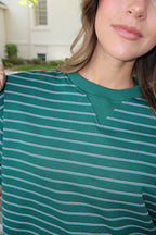 Terry Stripe Tee in Hunter Green
