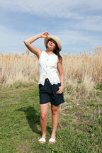Greta Denim Eyelet Vest