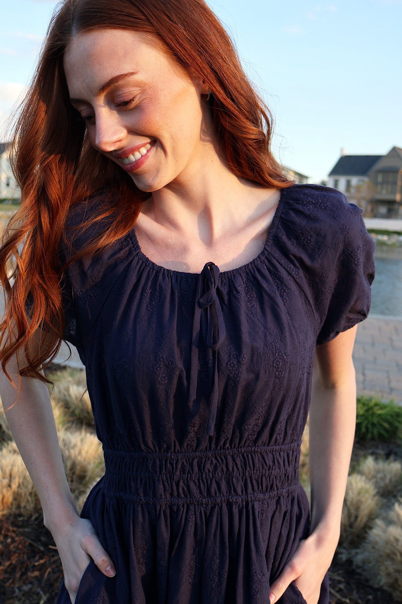 Nellie Embroidered Midi in Navy Secondary image