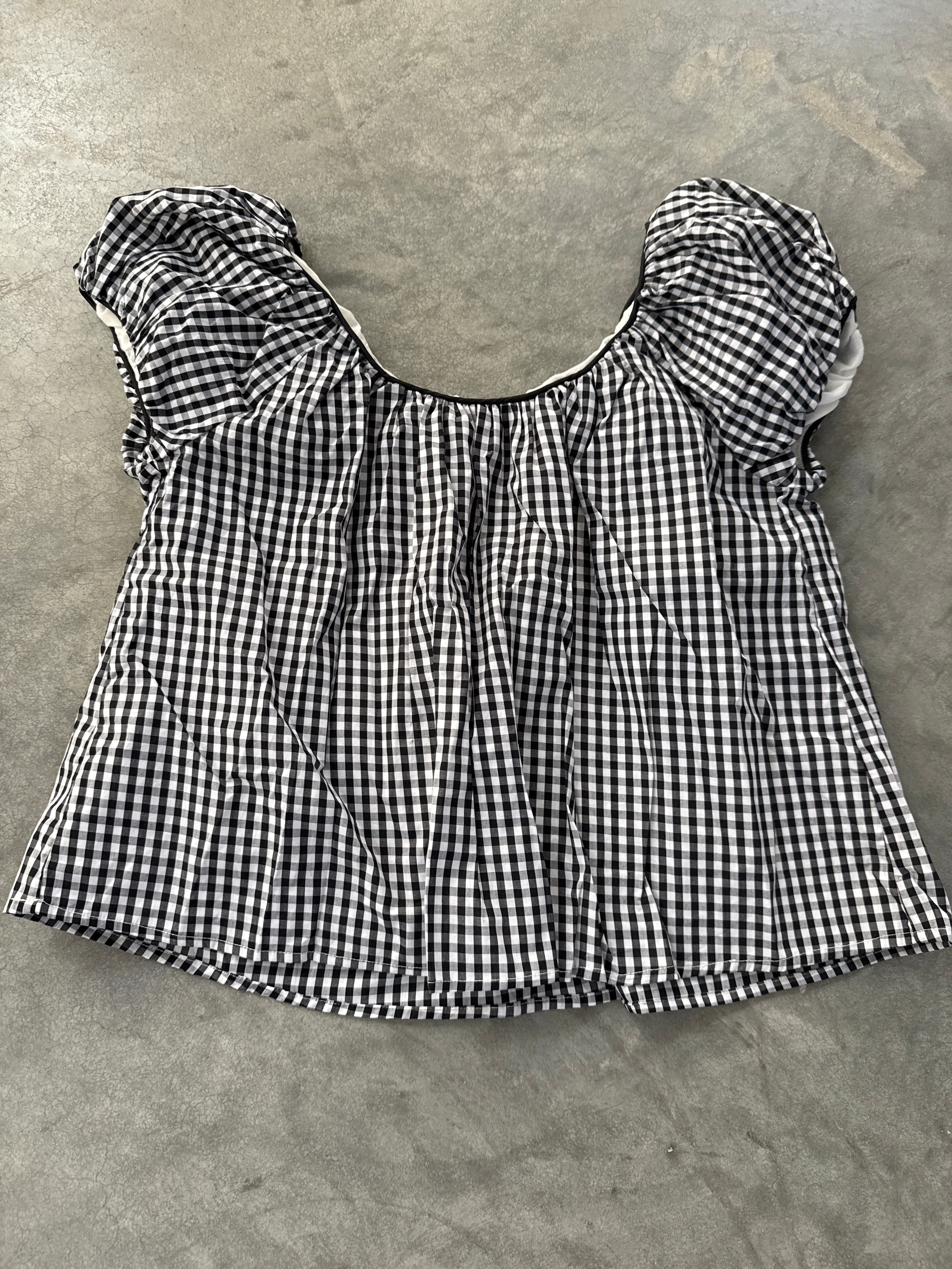 FINAL SALE - FLAWED Aspyn Gingham Blouse in Black - Small