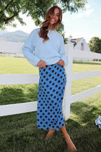 Jodi Dotted Mesh Skirt in Blue