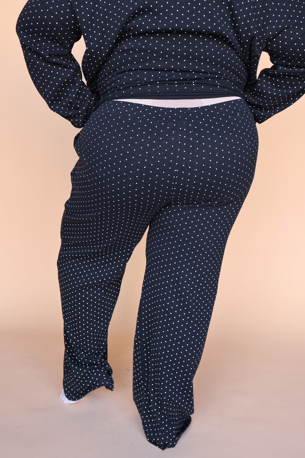 Blaire Polka Dot Pointelle Pants in Black
