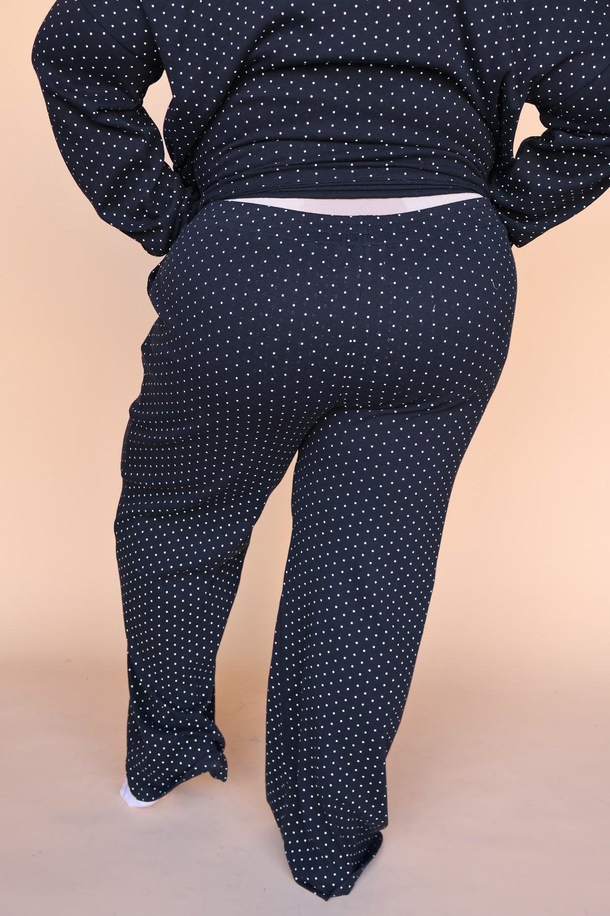 Blaire Polka Dot Pointelle Pants in Black