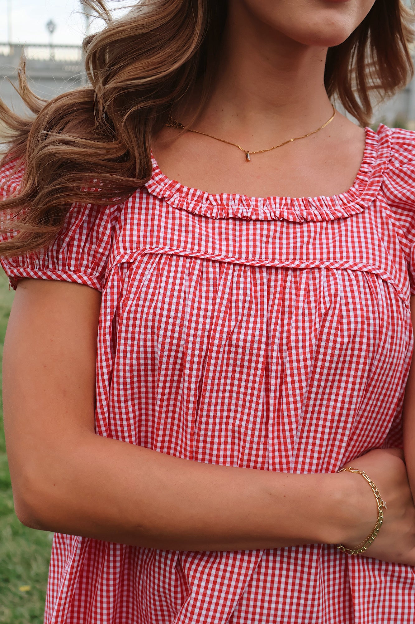 Teddy Gingham Ruffle Dress
