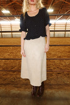 FINAL SALE - Zella Suede A-Line Skirt in Natural
